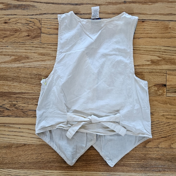 Vintage Kids Size 10/12 Embroidered Vest Heart PatterN Tie Back Cotton Poly - Picture 4 of 4